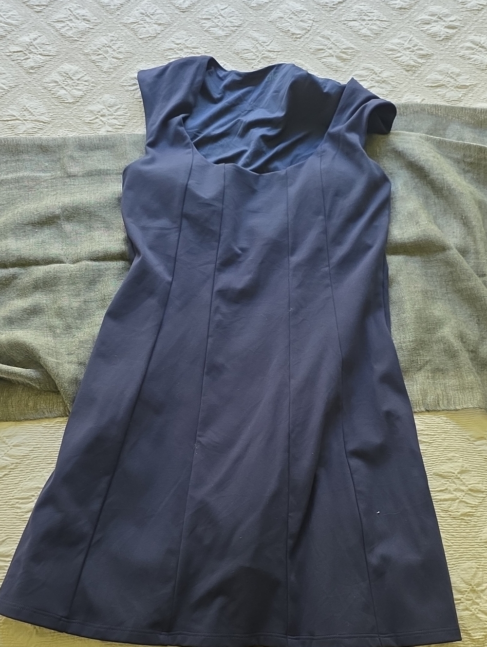 ALO Yoga Navy Fit-and-Flare Midi Dress